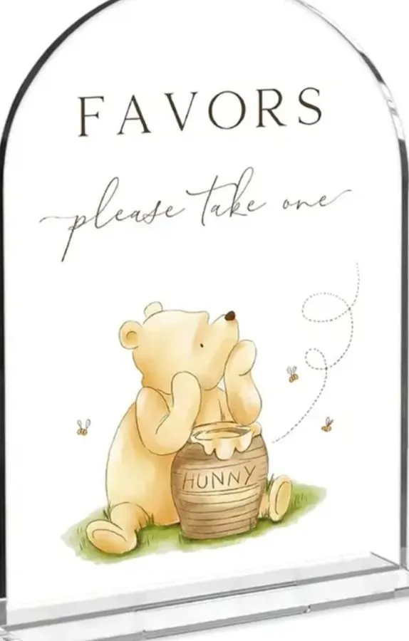 Arched Favors Please Take One sign with Winnie the Pooh