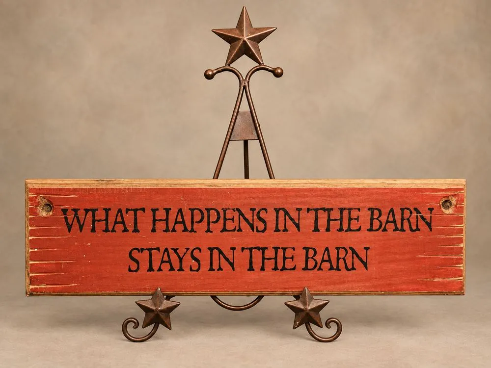 What Happens in the Barn sign