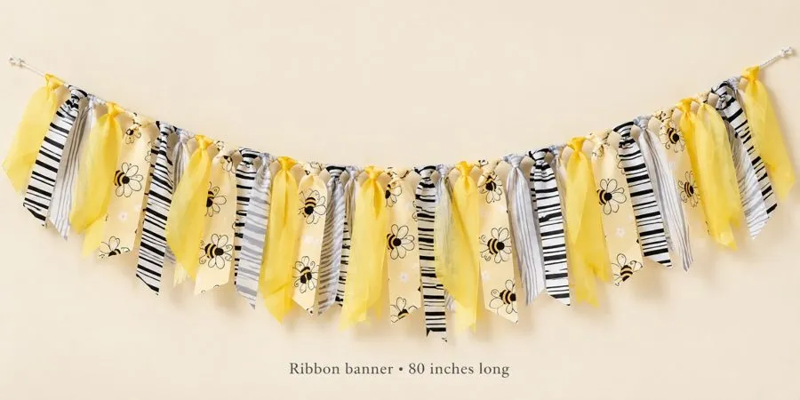 Yellow and black ribbon garland with bee details