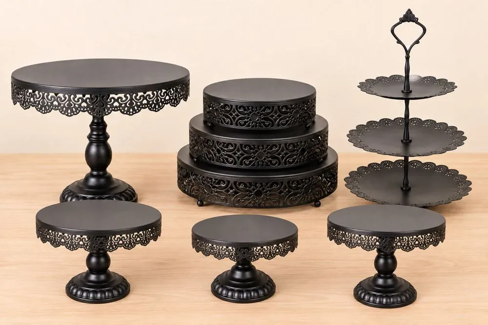 Black metal display stands