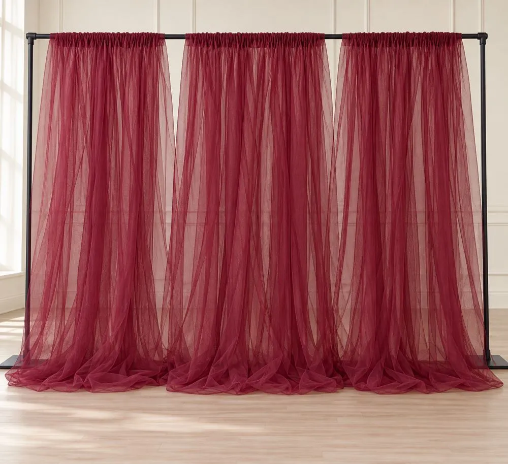 Burgundy tulle draping