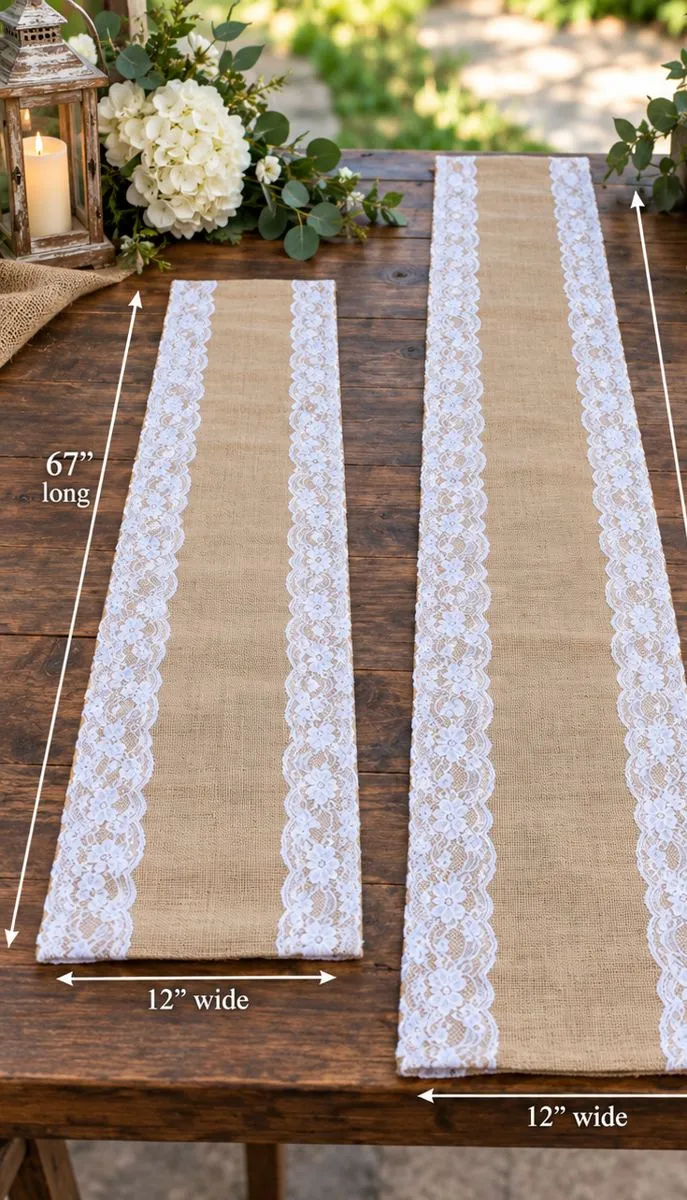 Burlap & lace table runners