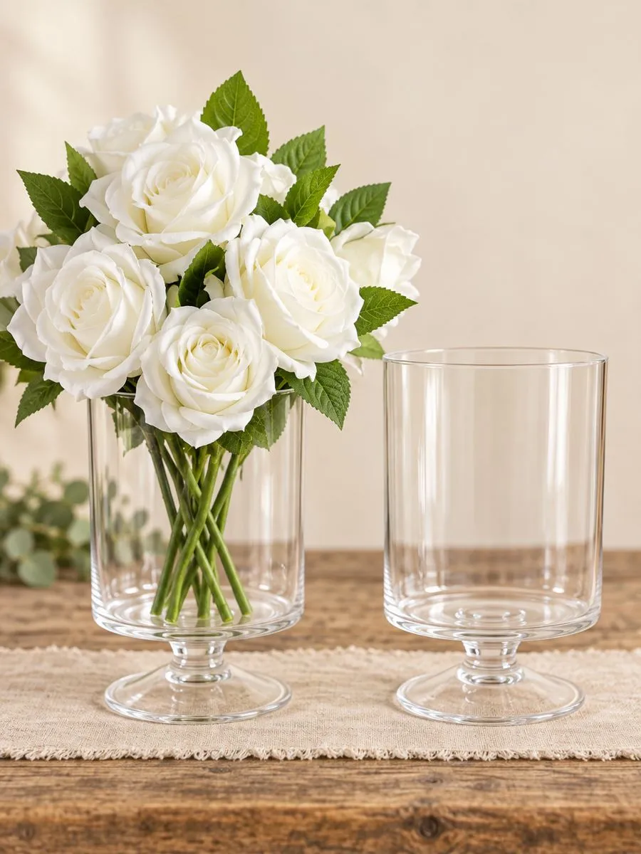 Clear pedestal vases