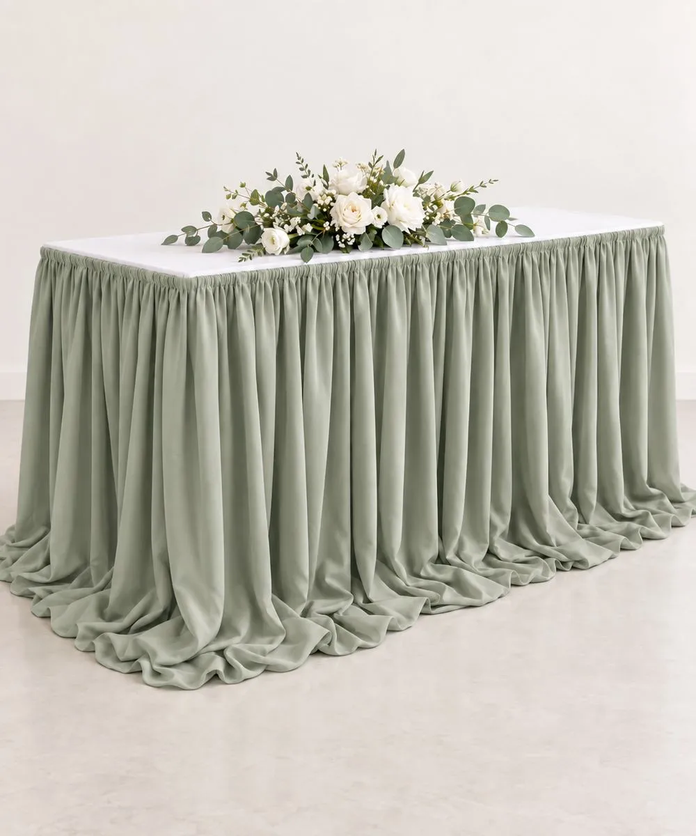 Dusty-sage table skirt