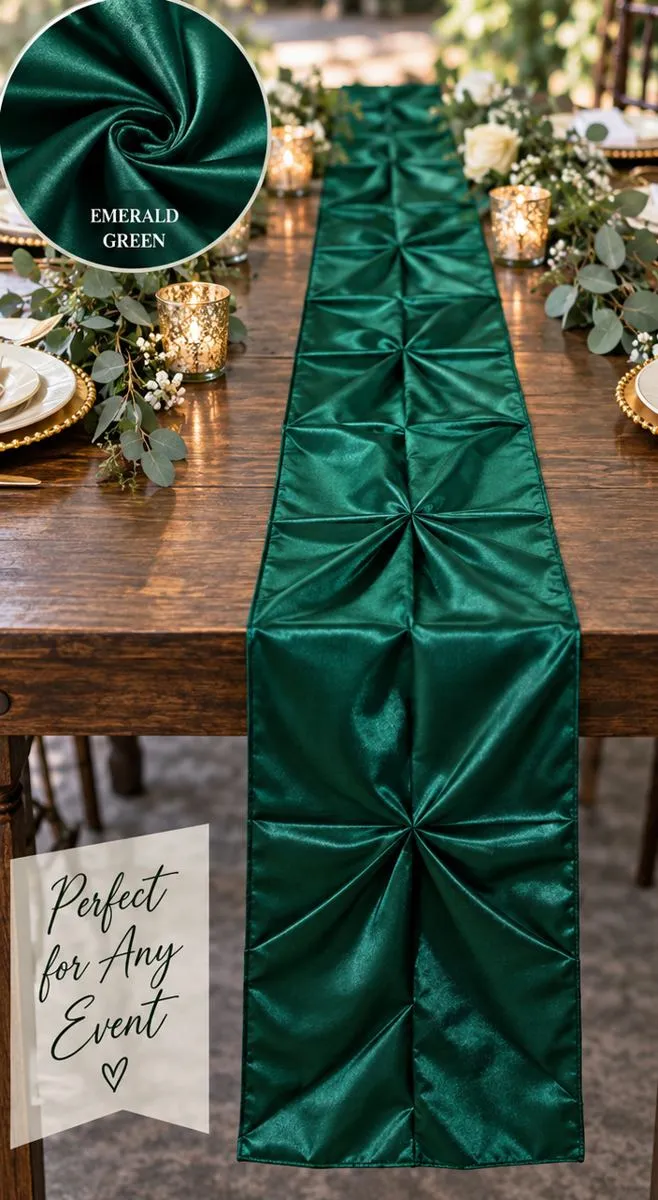 Emerald green satin table runners