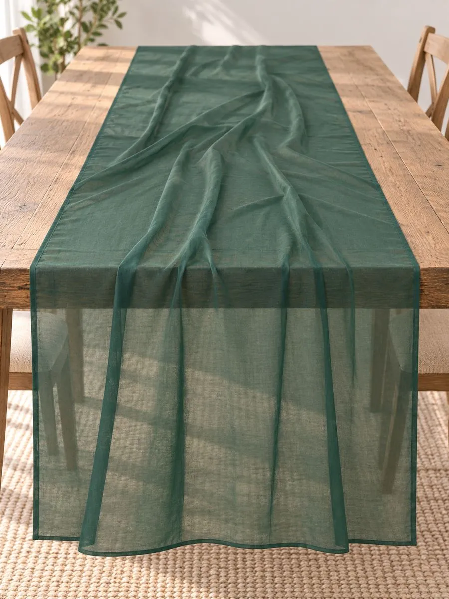 Emerald green sheer table runner
