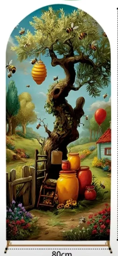 Winnie the Pooh honey tree arch panel with beehives