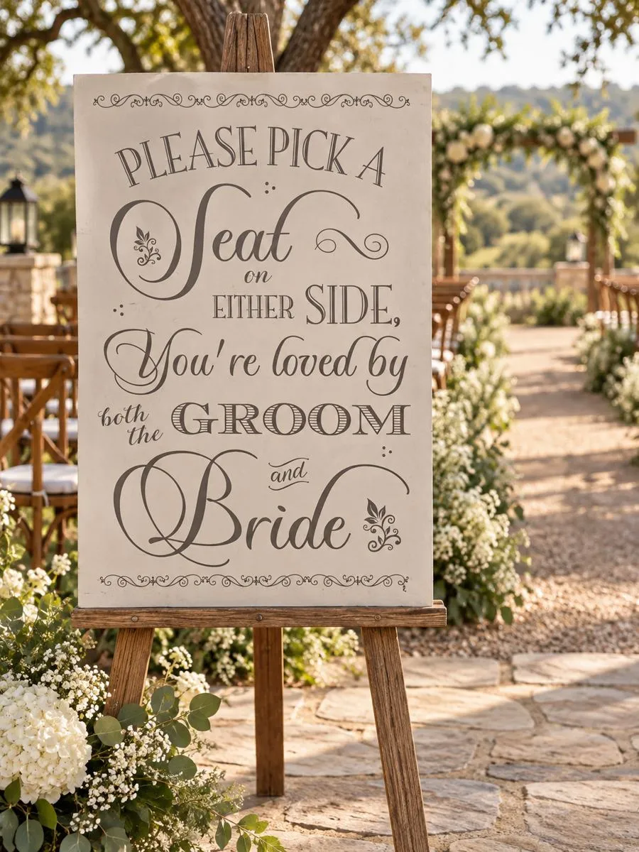 Pick a Seat wedding sign