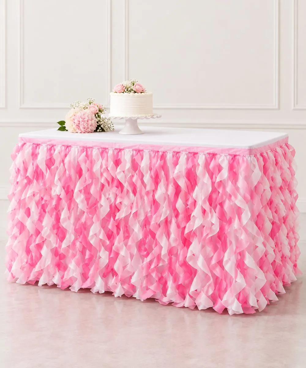 Pink ruffle table skirt