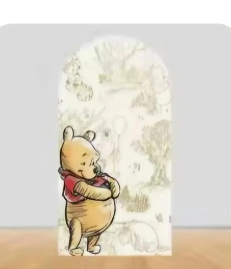Arched panel with Winnie the Pooh hugging a honey pot