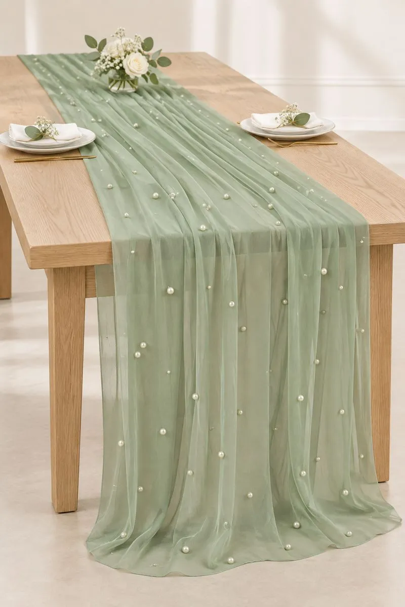 Sage pearl table runner
