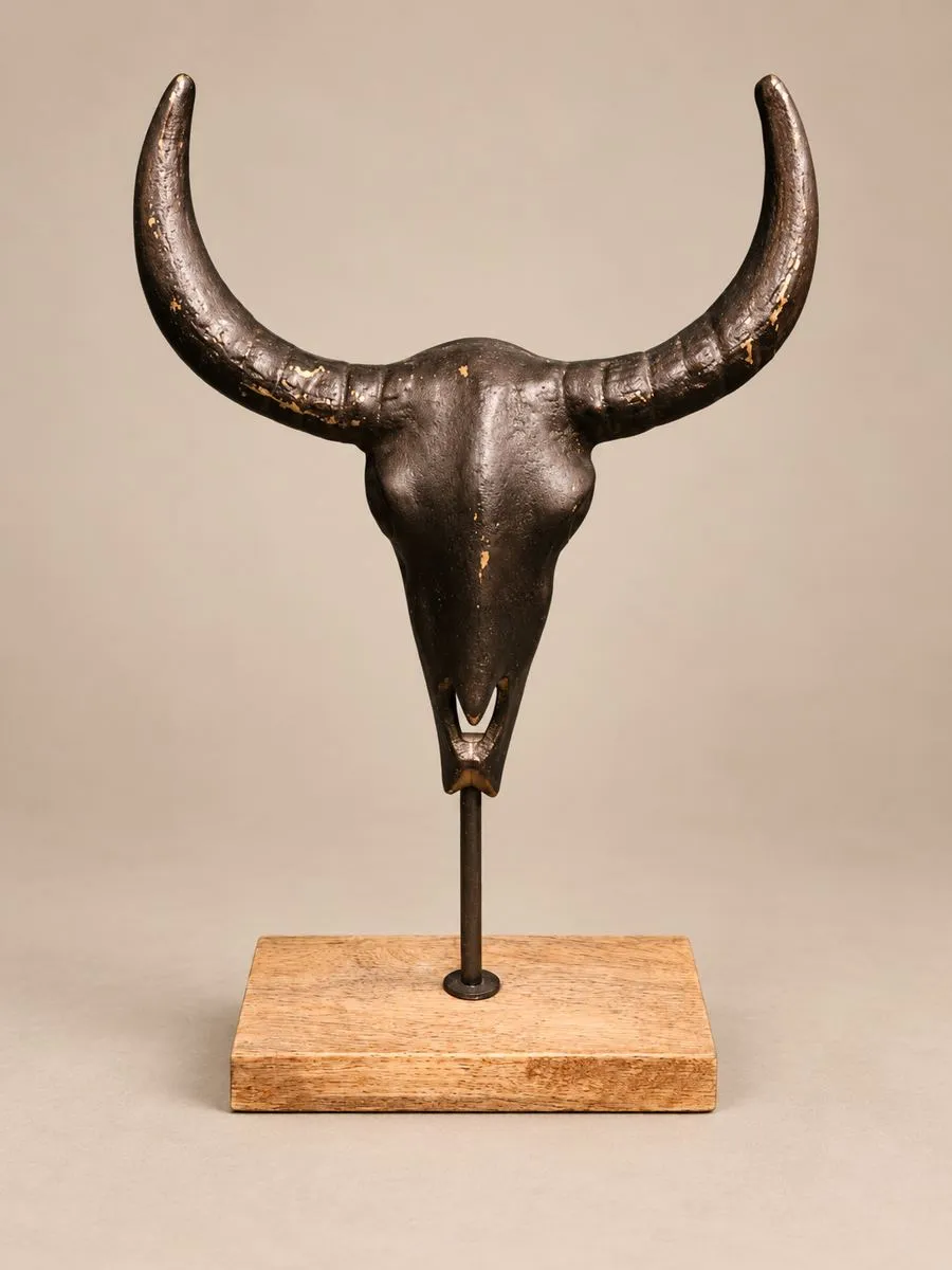 Metal steer skull ornament