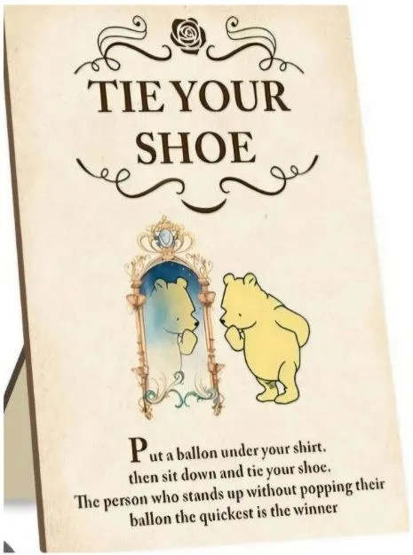 Tie Your Shoe game sign with Winnie the Pooh