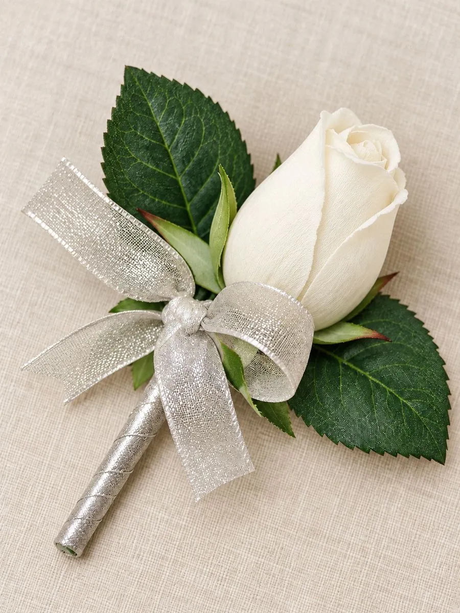 White rose boutonnieres
