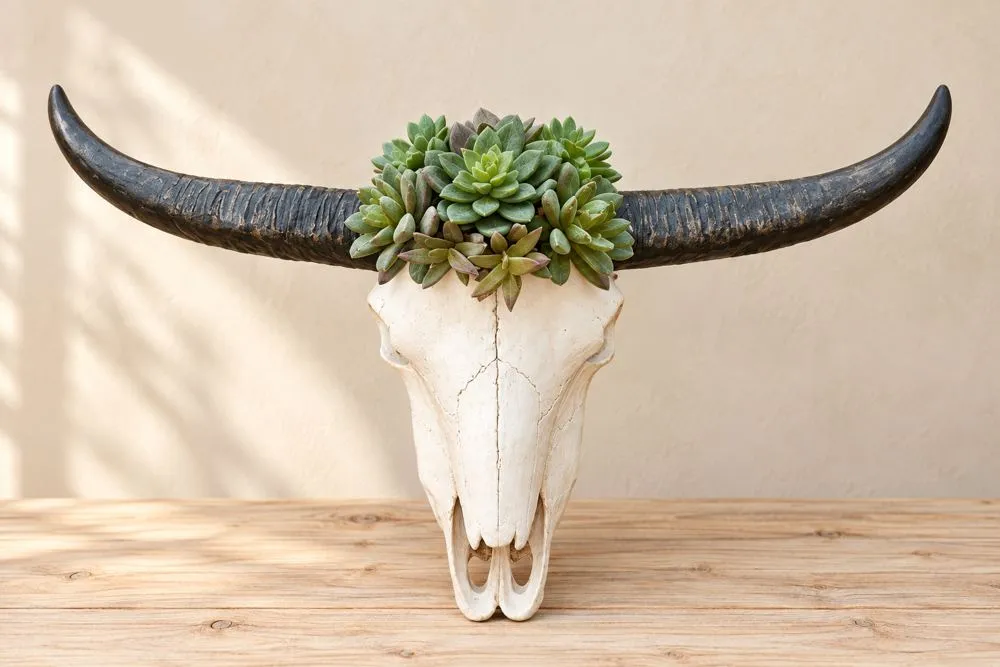 White skull floral centerpiece