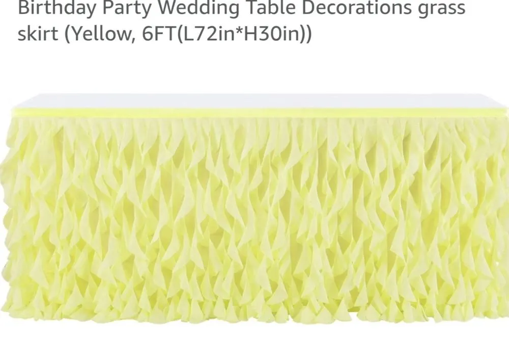 Yellow tulle ruffle table skirt